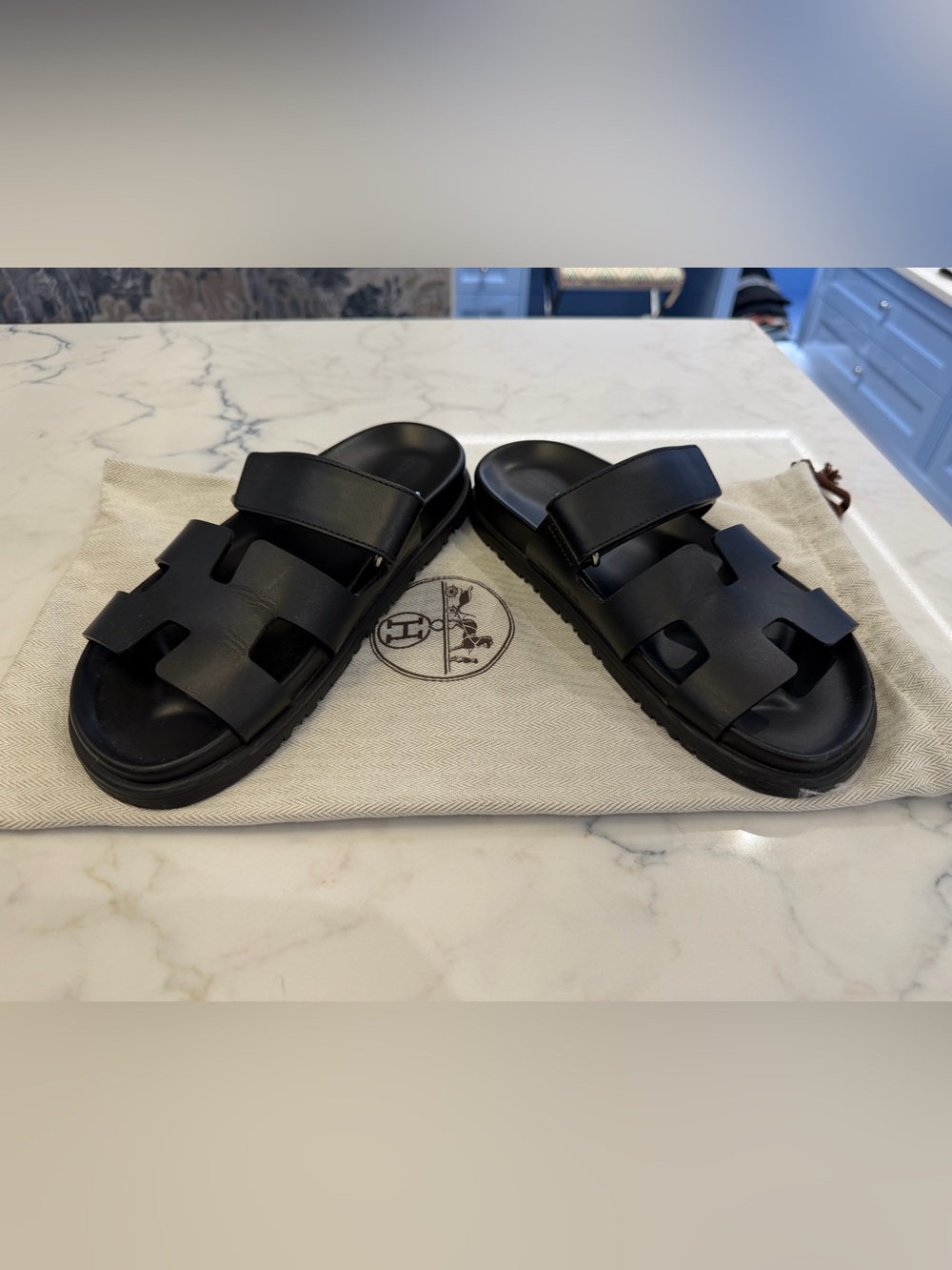 Hermès Chypre Sandals Black Leather – Women’s Size 6
